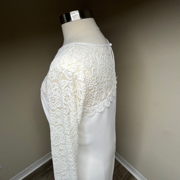 Laundry Shelli Segal Ivory Dress Size 12 Bride Lace Shift BHLDN Wedding Formal - Picture 9 of 15